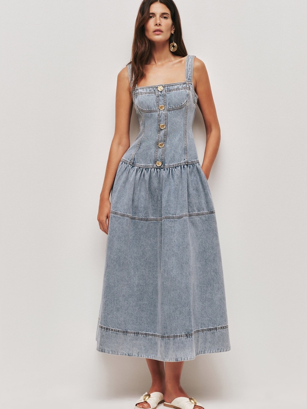 Aje NWOT BIRCH DENIM MIDI DRESS